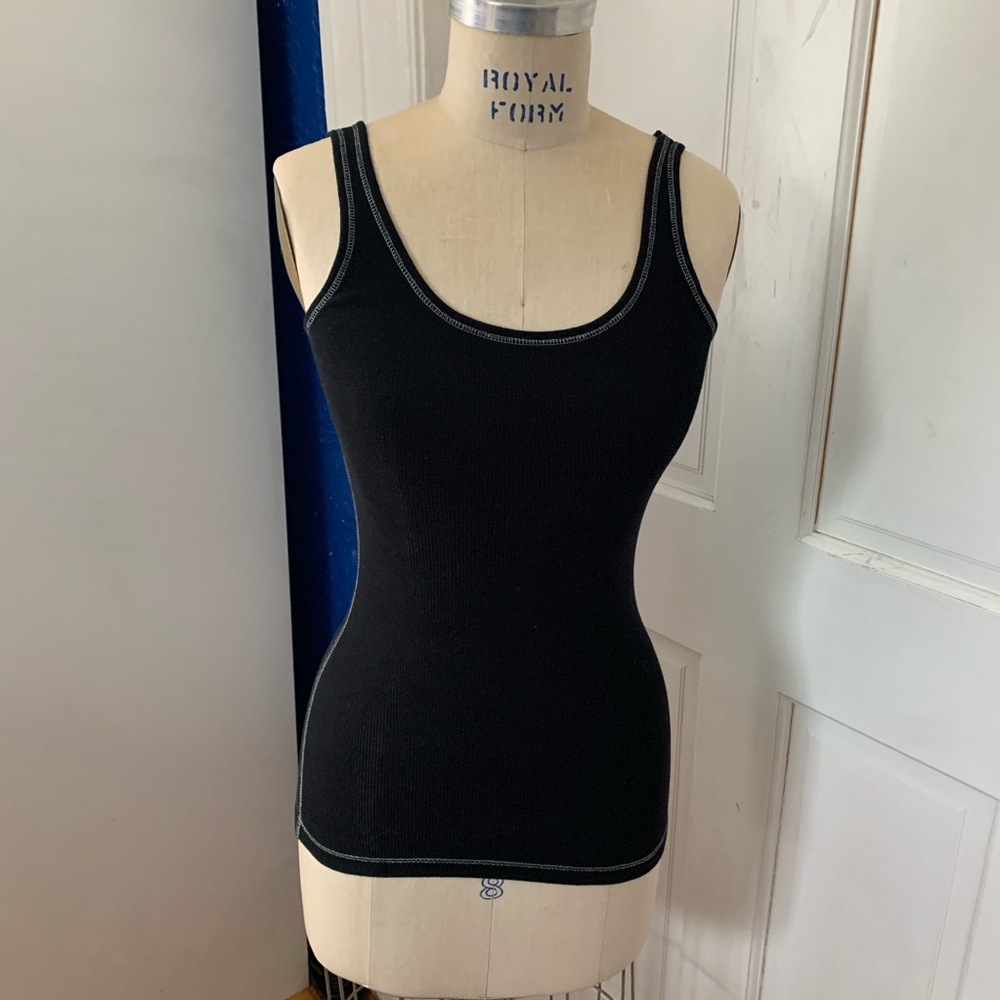 Papaya Black tank with silver threading
